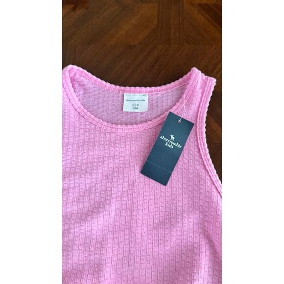 Abercrombie Kids Pink Ruched Tank Top NWT Size 11/12 Textured Ribbed - Picture 10 of 12